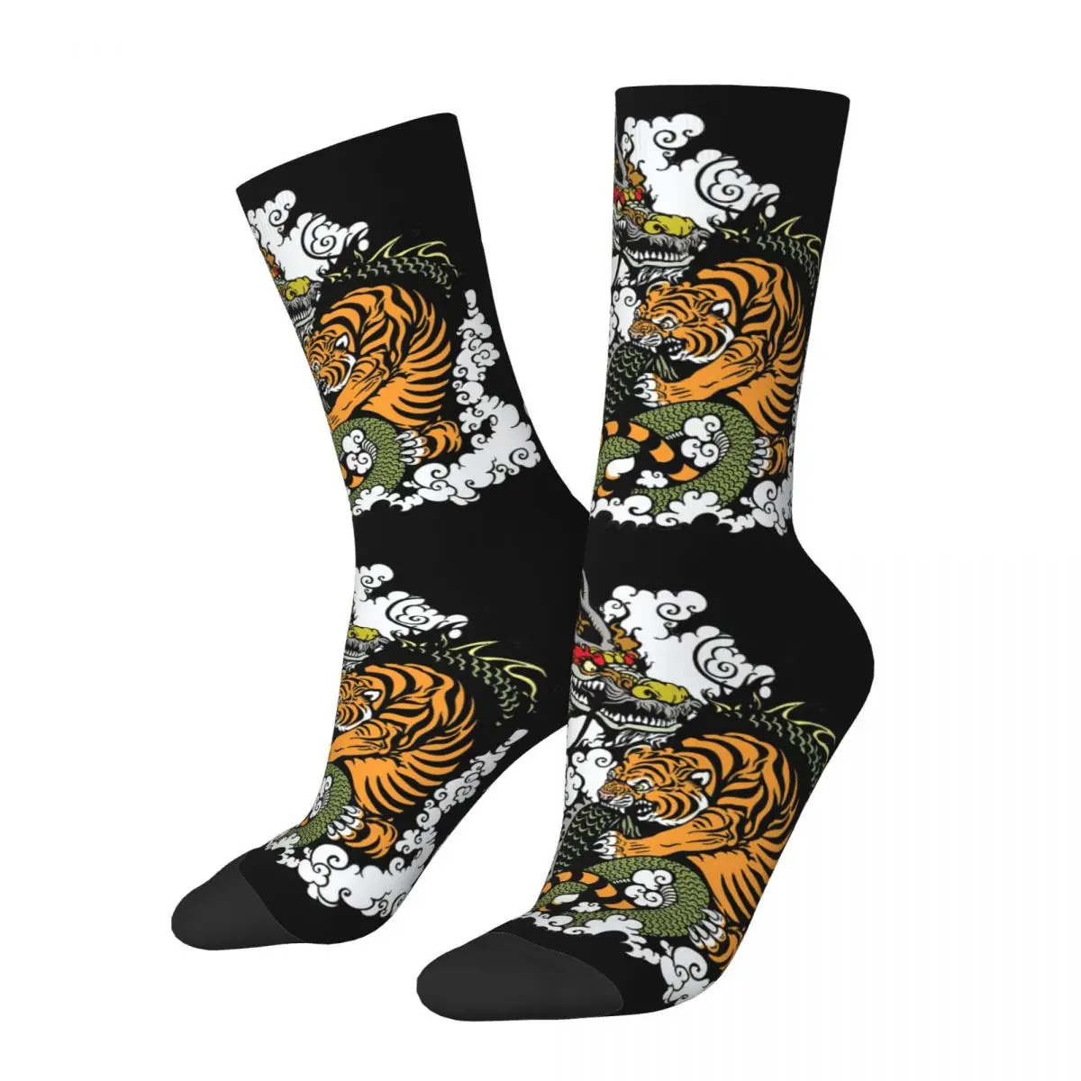 Dragon And Tiger Fighting YinYang Unisex Winter Socks Hip Hop Happy Socks Street Style Crazy Sock