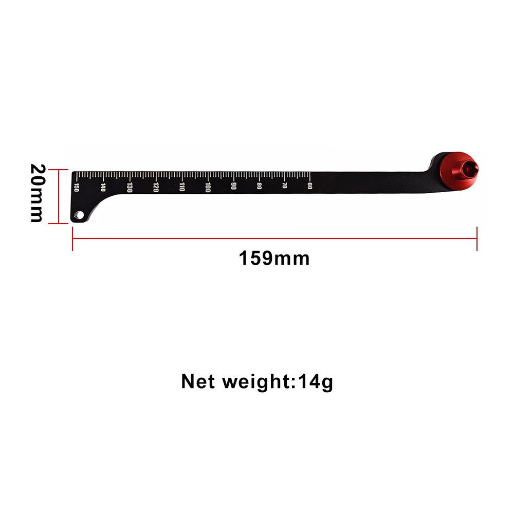 9IMOD RC Tool Rule Shock Stroke and Rebound Gauge Suspension Length Measuring Rule Aluminum 60-150mm For 1/8 Buggy Truck Tuggy