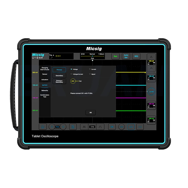 Micsig-Oscilloscope numérique à usage général, panneau plat, déterminer portable, tablette tactile complète, test automatique 200MHz, STO2002