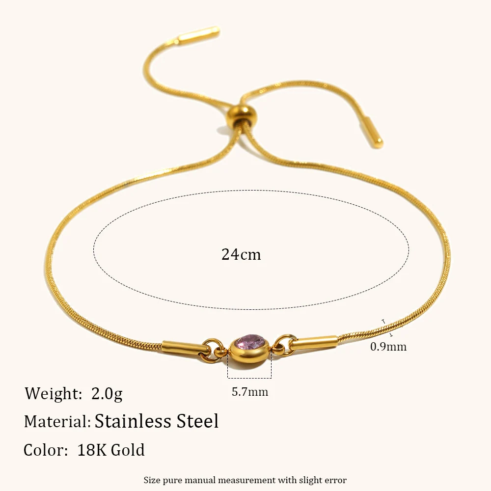 Pull-out Snake Chain Colored Zircon Bracelet, Fashionable Gift