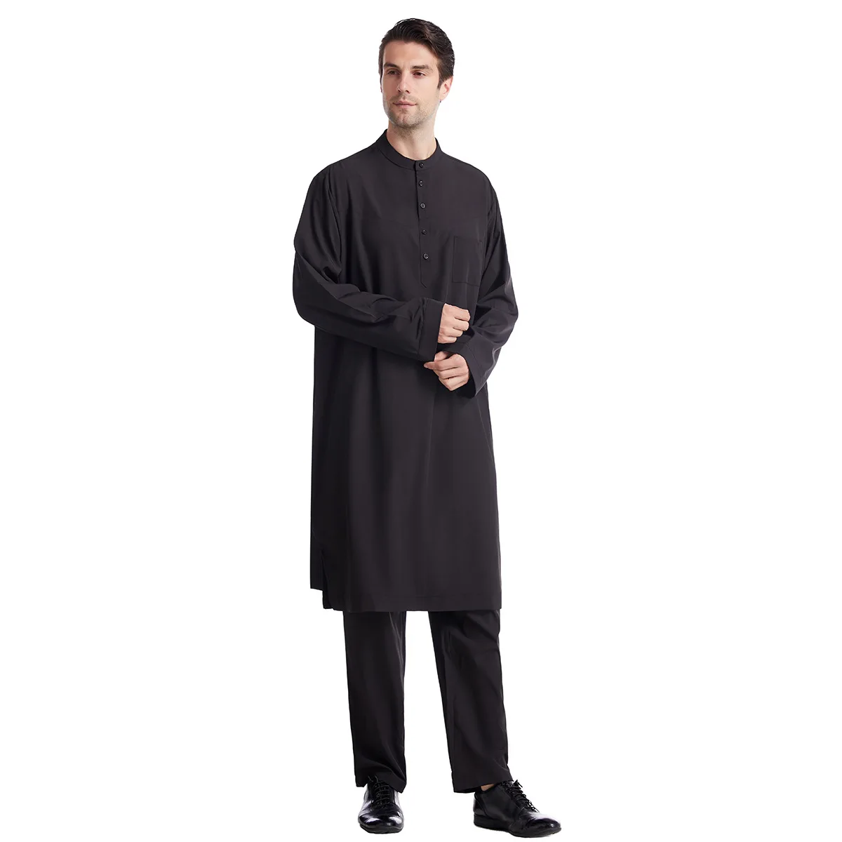 Uomini Jubba Thobe musulmano due pezzi Set per uomo Pakistan Dubai saudita Abaya preghiera abbigliamento islamico culto vestito arabo Ramadan