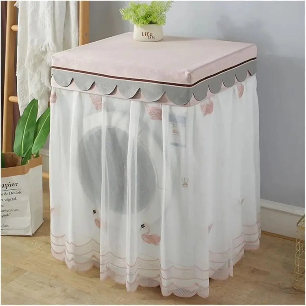 Washing Machine Cover Simple Lace Drum Washing Machine Dust Cover Sunscreen Cover Washing Machine Protector for Home Appliances