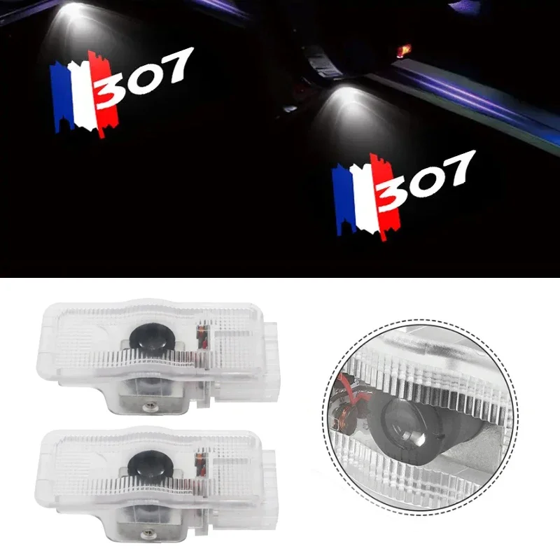 

2Pcs Car Door Welcome LED Lights Logo Projector for Peugeot 307 2004-2013 Ghost Shadow Lamps Courtesy Laser Light Accessories