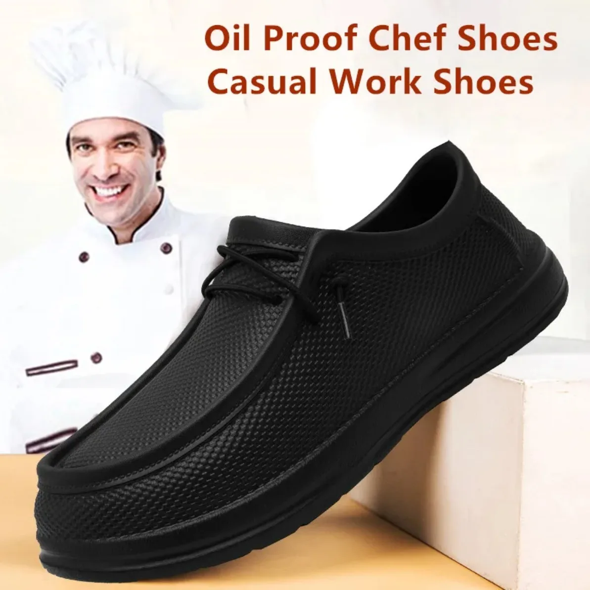 New Men Waterproof Non-Slip Kitchen Work Shoes Chef Shoes Lightweight Casual Outdoor Shoes Plus Size 40-47