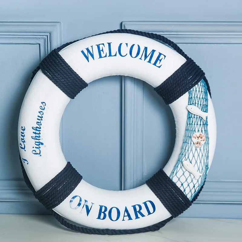 Lifebuoy Wall Hanging Decor Large Life Preserver Ring Decorative Welcome Aboard Mediterranean Style Decoration Nautical Pool view 3