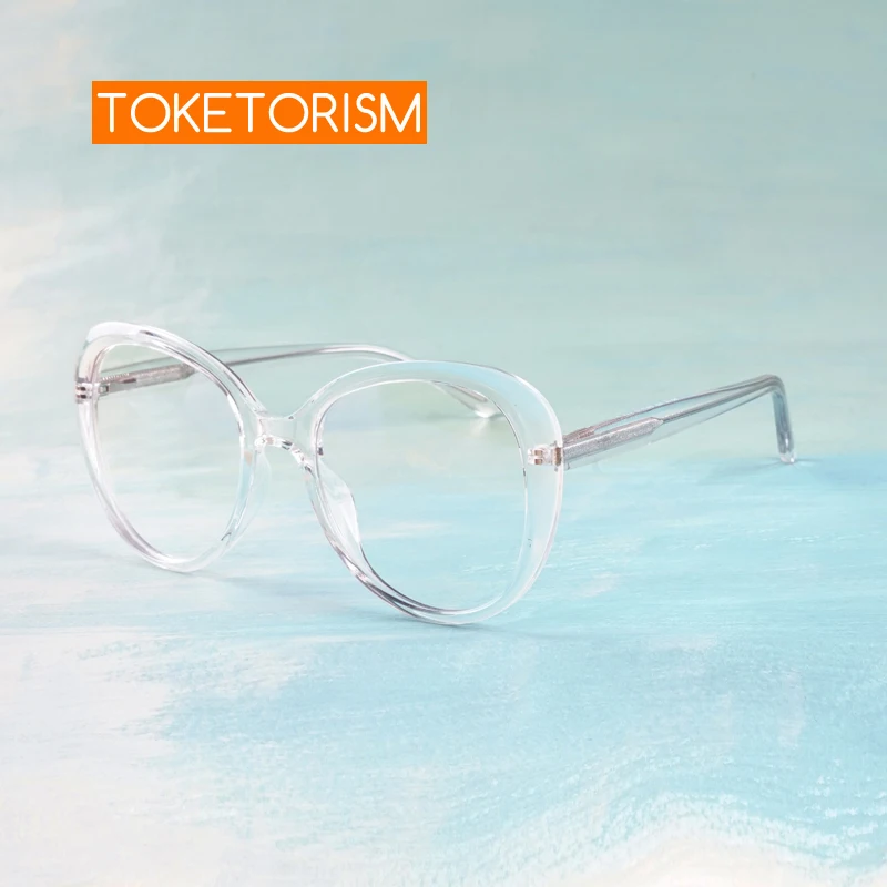 

Toketorism Vintage Big Glasses For Women Blue Light Blocking Transparent Eyeglasses Oversized Frames 3102