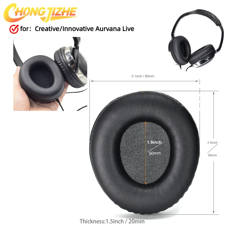 

CHONGJIZHE Replacement Protein Leather Ear Pads Cushion Cover Earpads for Creative/Innovative Aurvana Live Headset