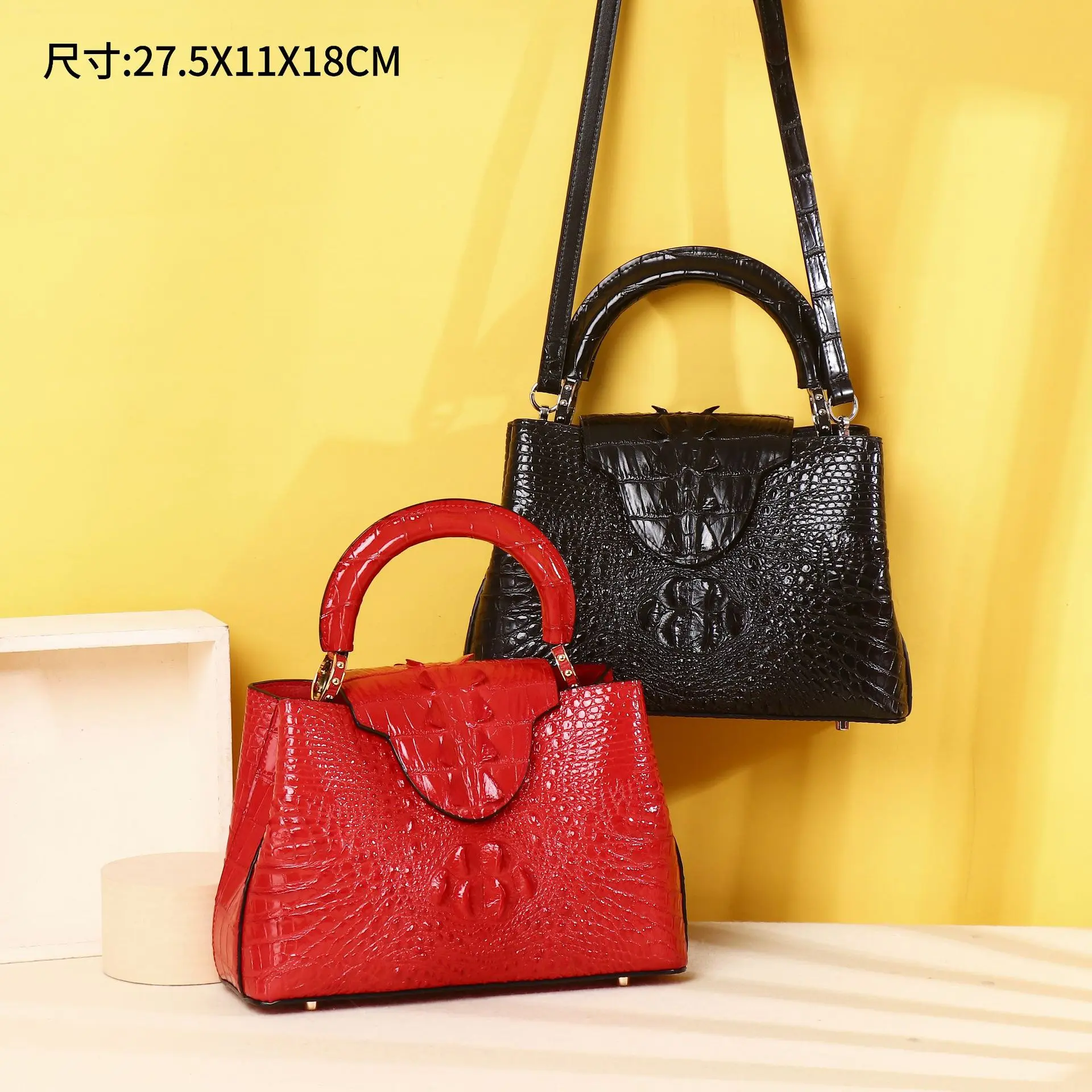 

New Fashion Alligator Pattern Women Handbags European Designer Genuine Leather Shoulder Bags Female Luxury Crossbody Bag