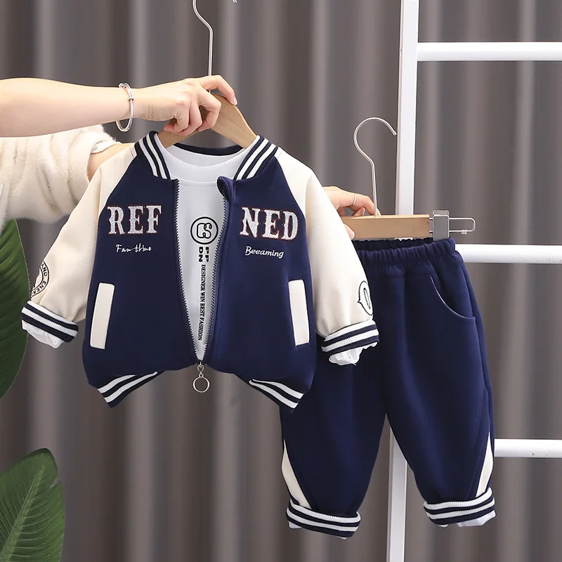 

Toddler Outfit 2024 Spring Baby Boy Clothes Free Shipping Casual Patchwork Letter Cardigan Jackets T-shirts Pants Kids Boys Suit