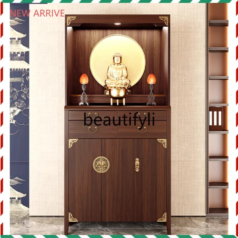 

D2520 New Chinese solid wood Buddhist niche Buddhist cabinet Standing cabinet Household Buddhist table Serving incense cabinet S