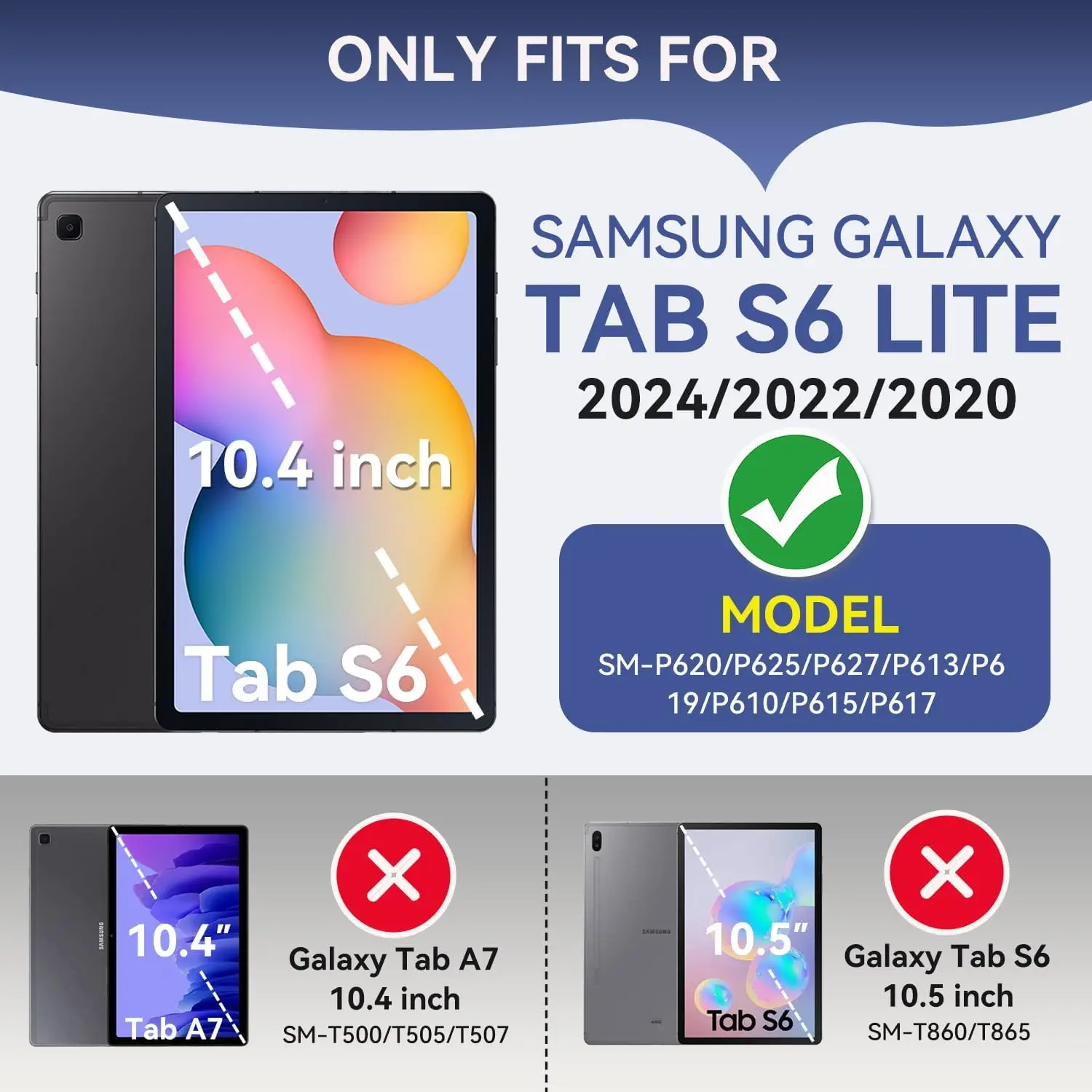 For Samsung Galaxy Tab S6 Lite 10.4 2024 2022 2020 (SM-P620/P625/P613/P619/P615/P610),Tablet Case Auto Wake / Sleep Smart Cover