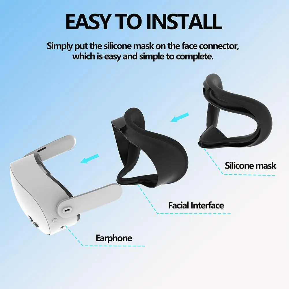 New For VR Silicone Face Cover For Meta 3S Light Leakage-proof Replacement Sweat-proof Face Mask for quest 3S Accessoies image 3