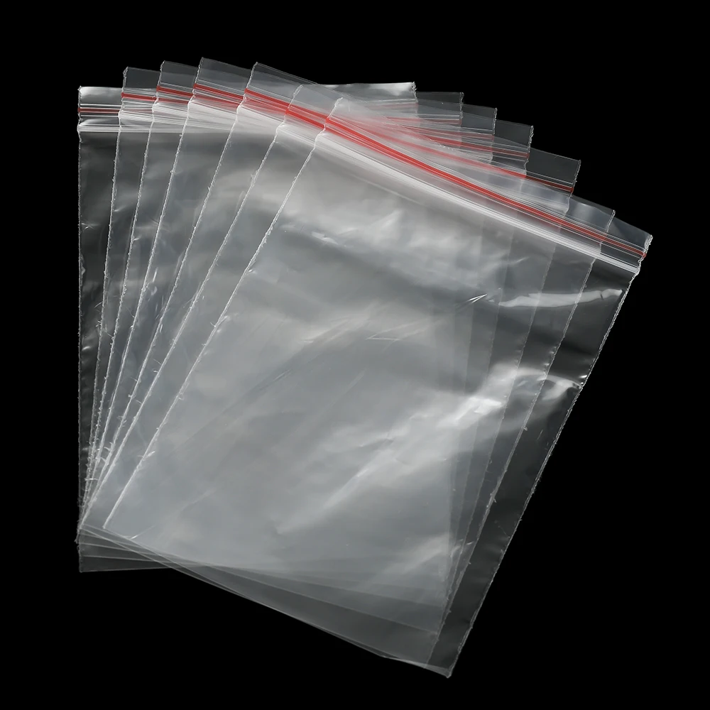 100Pcs/Lot Multiple Sizes Transparent Ziplock Plastic Bag for Jewelry Beads Bracelets Storage Small Business Packaging Supplies
