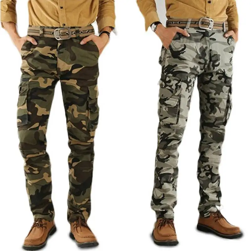 Men Spring Army Green Fashion Cargo Pants Crotch jogger Patchwork Pants Male Easy Wash Big Camouflage Cargo Trousers 38