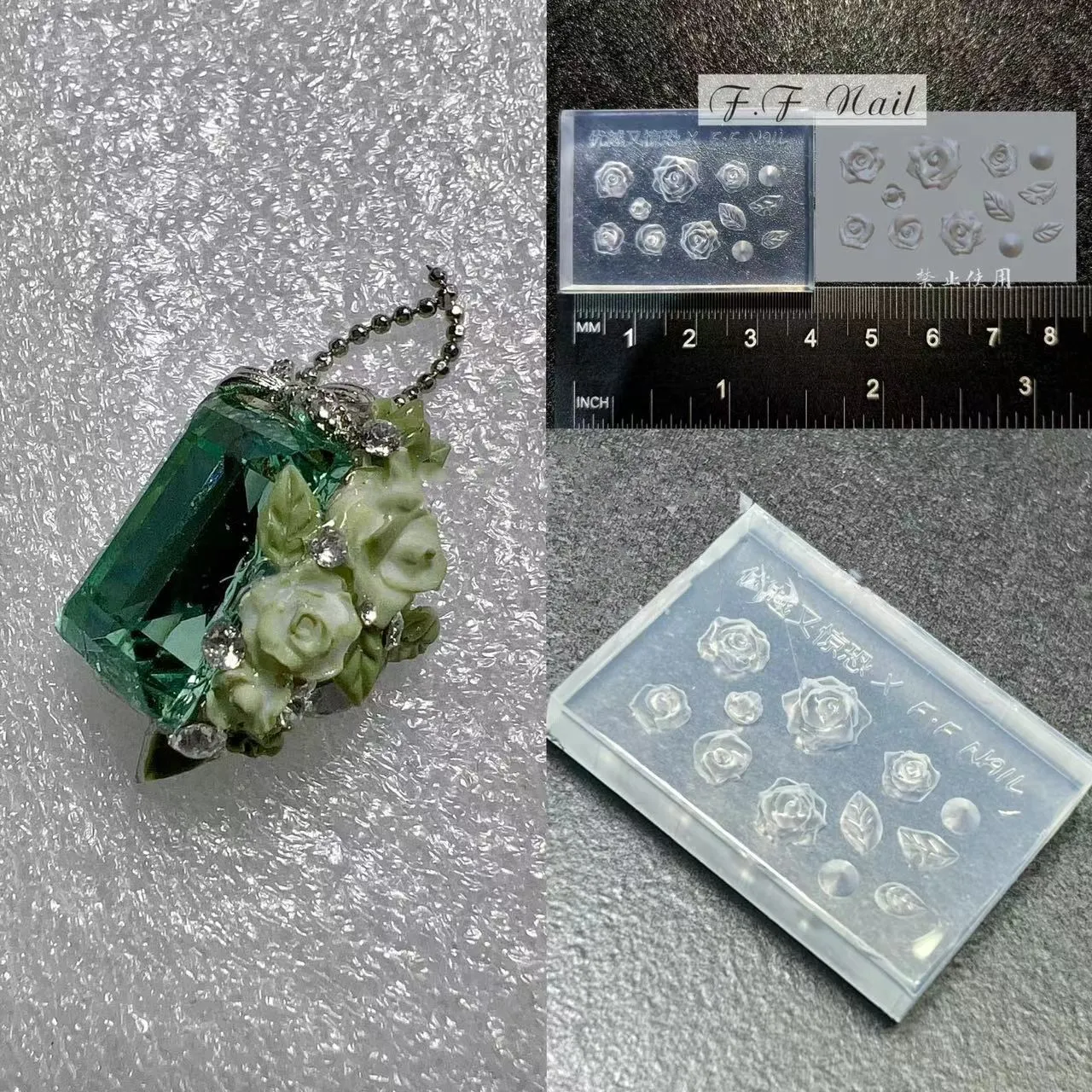 1 unidad de flor rosa 3D, molde acrílico para uñas, molde para decoración de uñas, plantillas de silicona para decoración de uñas DIY