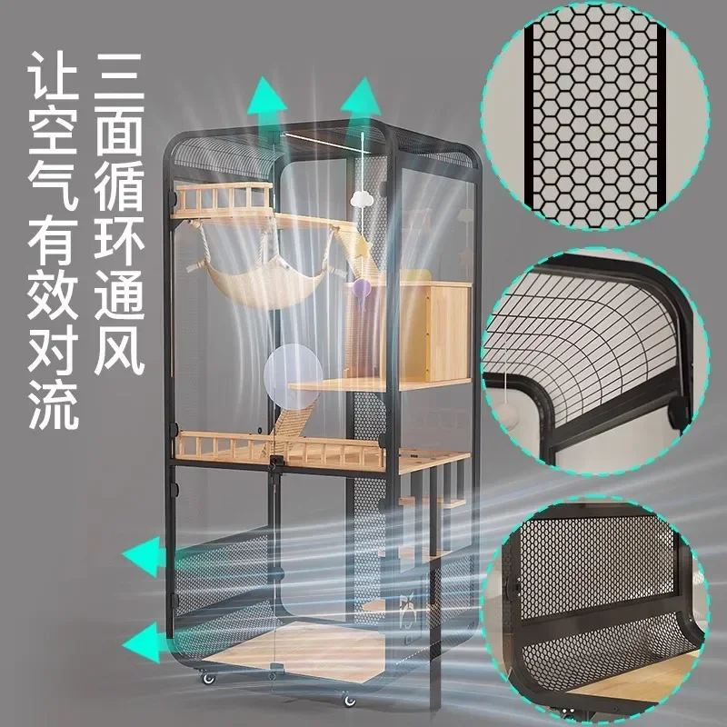 Solid Wood Cat Villa Large Semi-Enclosed Pet Cabinet with Litter Box Space Modern Furniture for Indoor Cats