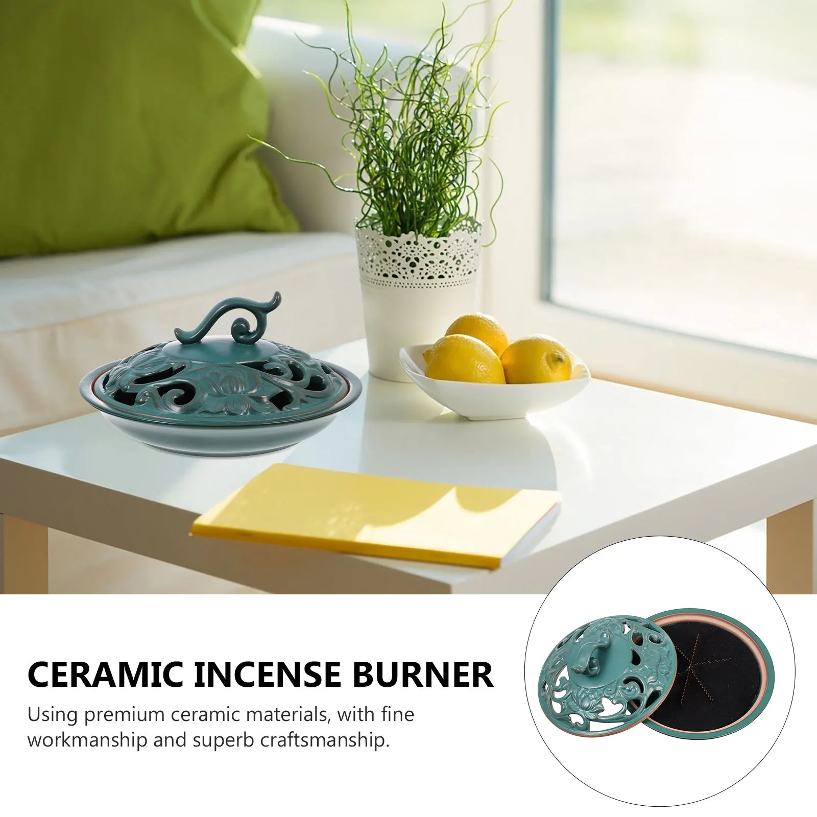 

Premium Ceramic Incense Burner Multifunctional Aroma Burner Home Censer Bedroom Living Room Dining Office Decorative Holder