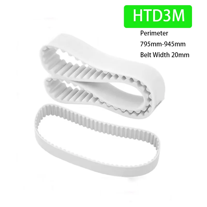 1Pcs Perimeter 795mm-945mm HTD3M PU with Steel Core Timing Belt Width 20mm White Polyurethane Closed Loop Gear Belt