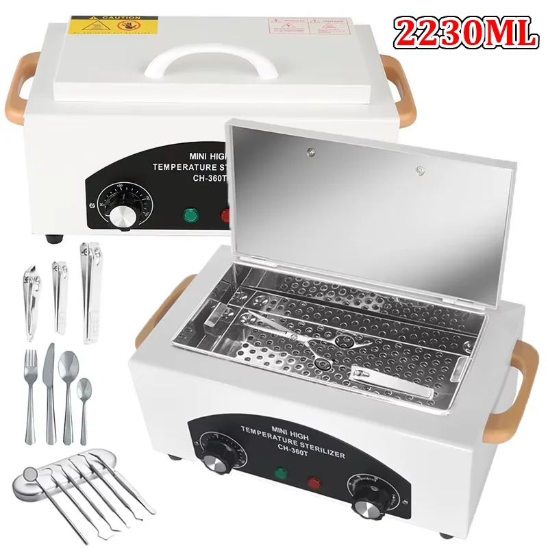 Esterilizador de Aire Caliente de 2230ML y 300W, Caja de Desinfección por Calor Seco, Esterilizador para Cuidado de Pies, Tatuajes y Uñas, Autoclave con Temporizador
