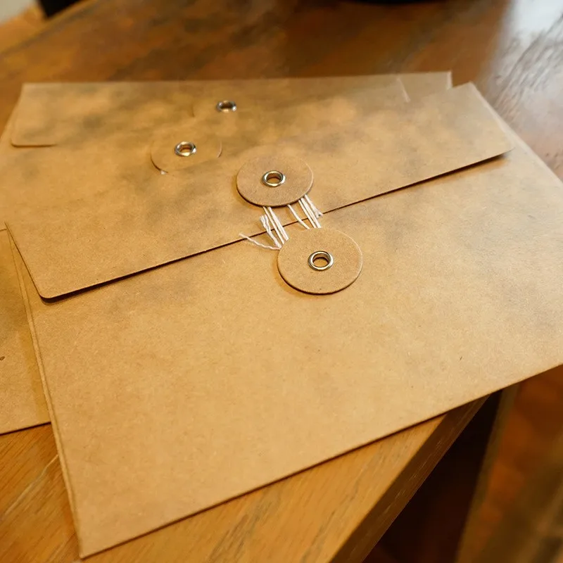 40Pcs wholesale 11*17cm buckle Hemp Rope Buckle Cowhide Envelopes Office School Supply Letter Blank Kraft Paper