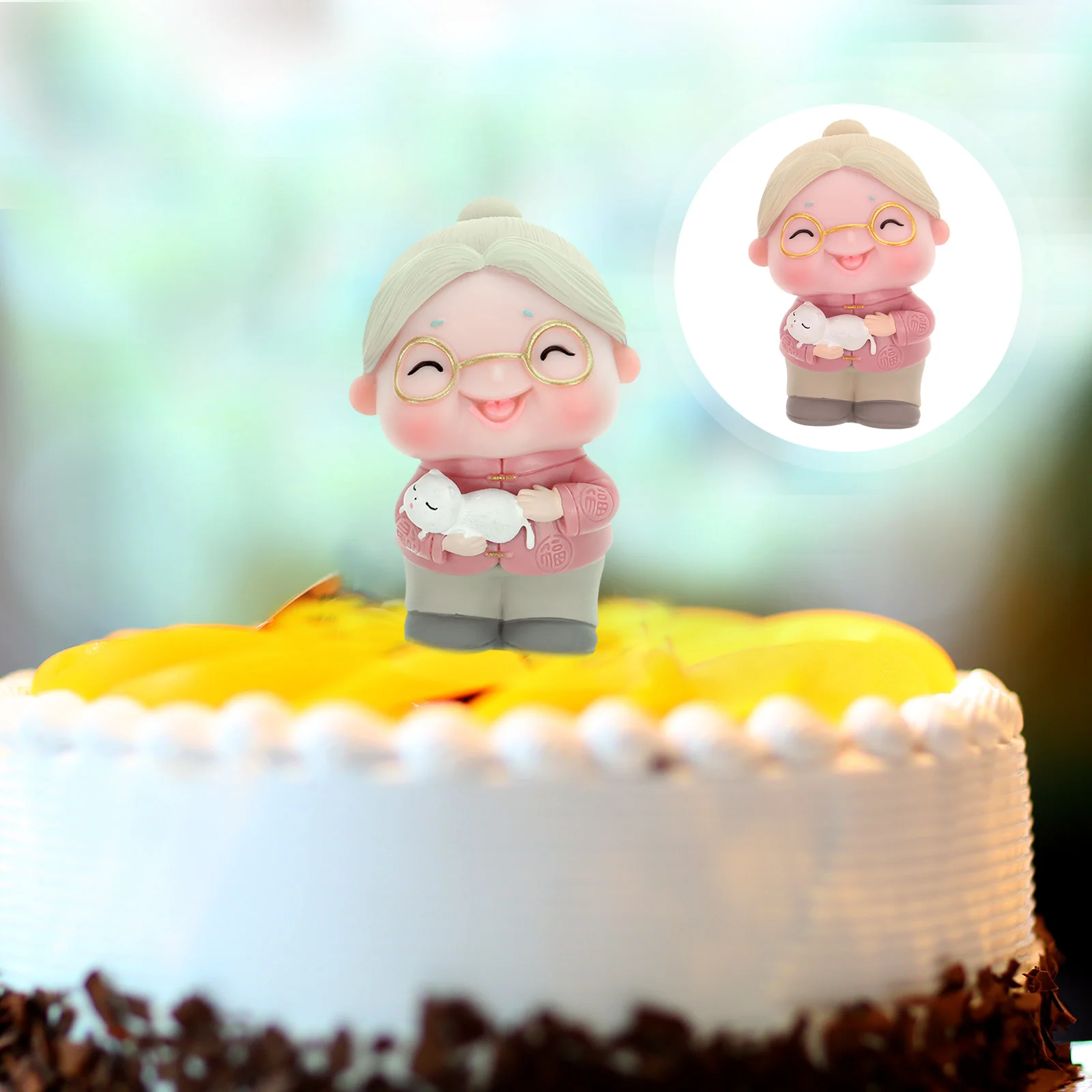 

Cake Decoration Ornaments Gift Birthday Decorations Old People Figurine Topper Elder