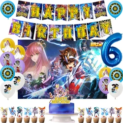 アニメSaintseiya誕生日パーティーの装飾、バルーンの背景バナー、パーティー用品、子供のおもちゃ