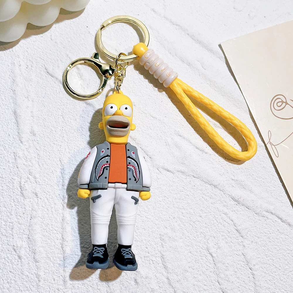 Cartoon The Simpson Keychain Kawaii Figure Toys Model Silicone Pendant Keyring Car Backpack Key Holder Jewelry Accessories Gifts