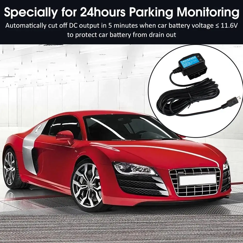 Dash Cam 24H Parking Monitoring Hardwire Kit OBD To USB Adapter Power Cable 24 Hours Parking Monitor For Dashcam Mirror Recorder