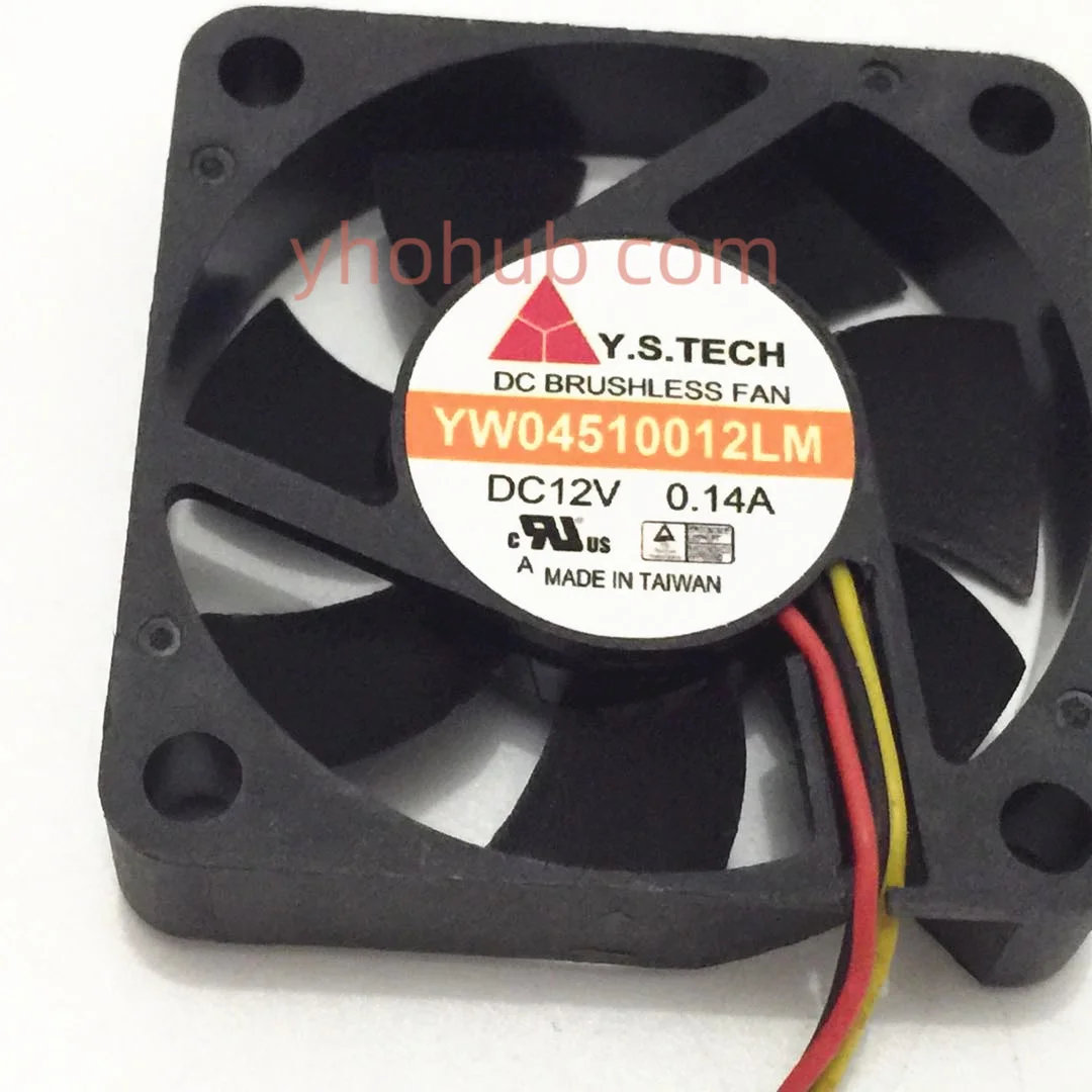 Y.S TECH YW04510012LM DC 12V 0.14A 45x45x10mm 3-wire Server Cooling Fan