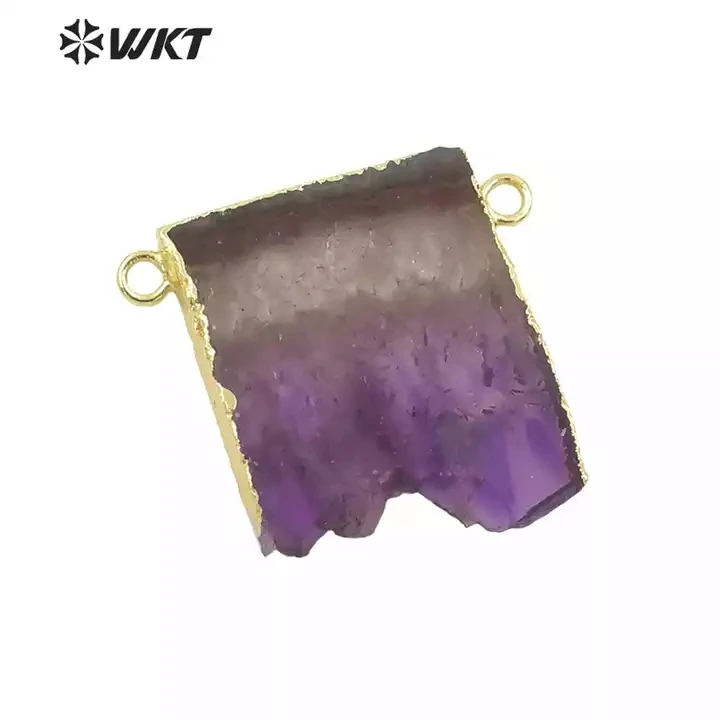 WT-P215 Hot sales!! Beautiful slice purple stone Stalactite Slice with 24k Gold Electroplated  Pendant Necklace option