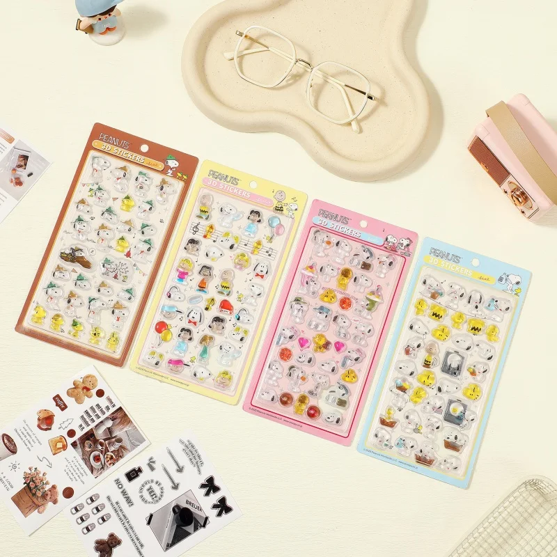 

20pcs Snoopy Version 2 3d Raised Relief Stickers Cute Cartoon Crystal Solid Bubble Decals Stationery Diy Wholesale Gift