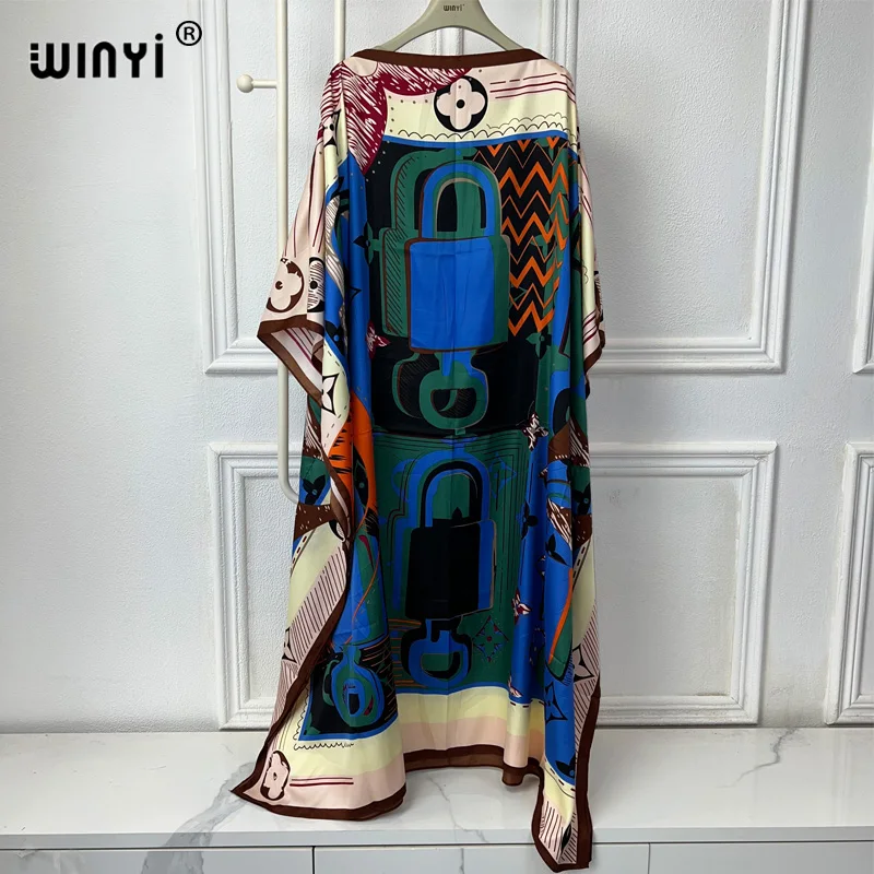 WINYI africa clothing plus size women Fashion boho printed Kaftan Maxi dress abaya dubai luxury 2024  muslim women african dress