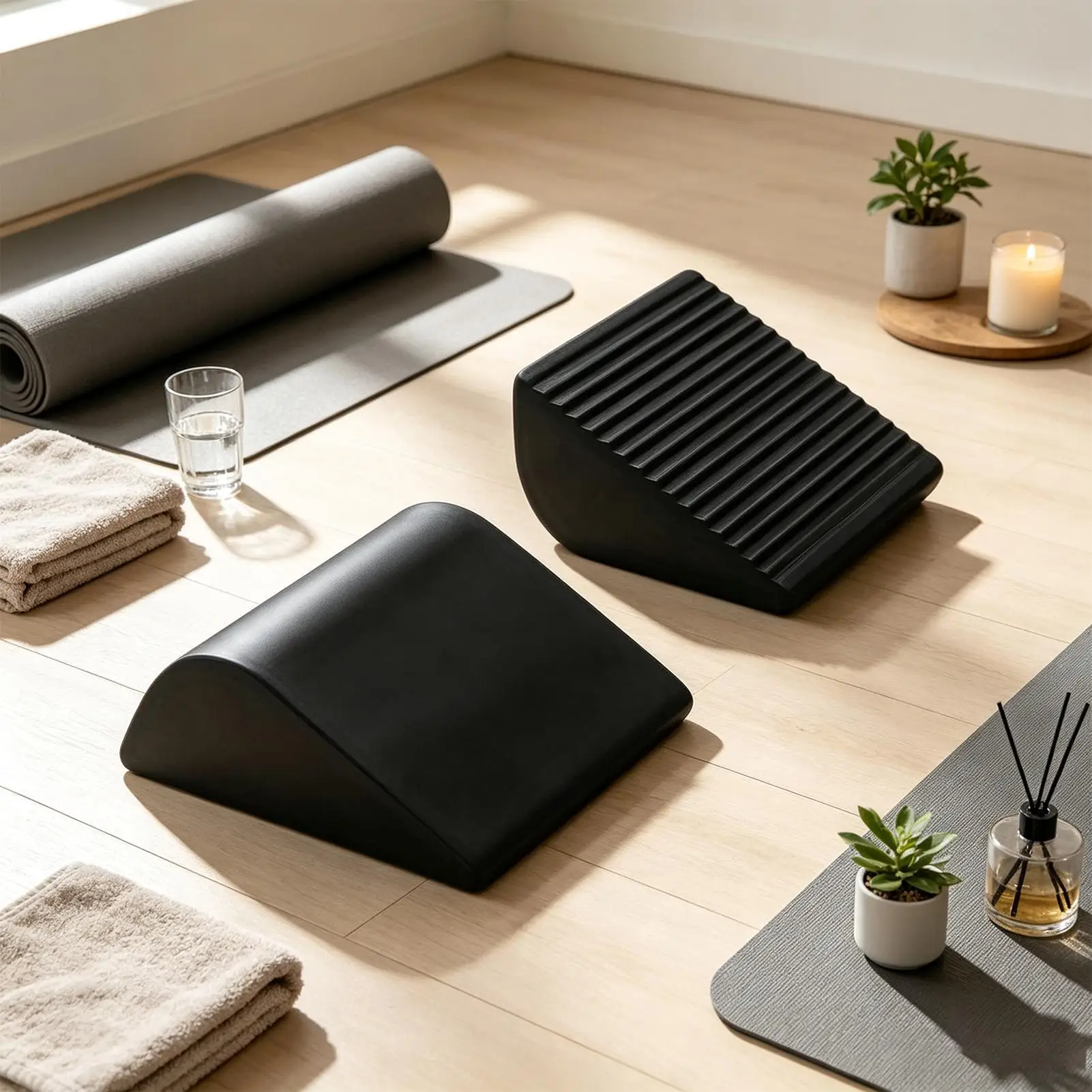 Yoga Wedge 2 Pieces Non-Slip Calf Stretch Squat Incline Blocks Squat Wedge for Home Workplace Break Gym Pilates Training