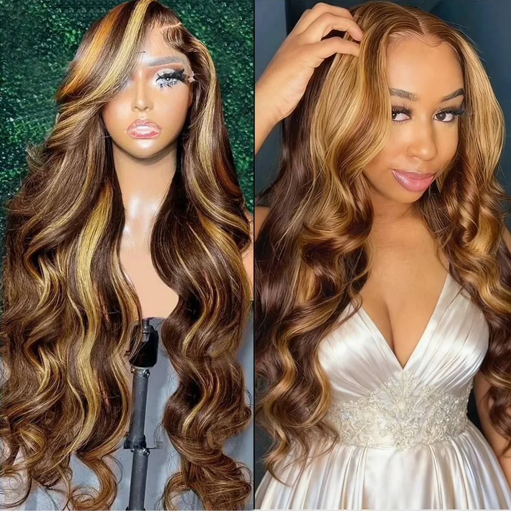 

427 Body Wave Wig Highlight Ombre Lace Front Wigs 100% Human Hair 40 Inch Colored Wigs 13x6 Hd Lace Frontal Wigs For Black Women