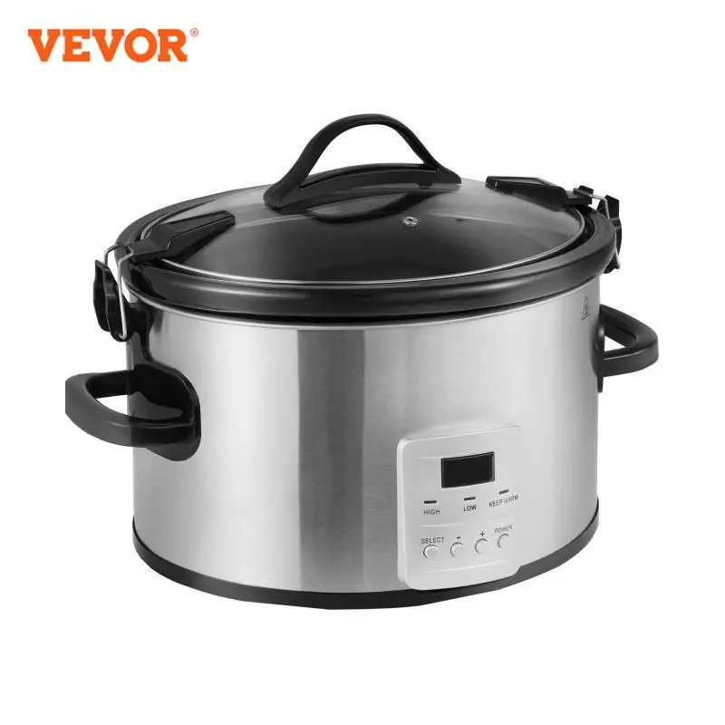 VEVOR Slow Cooker Digital Slow Cookers Locking Lid Ceramic Inner Pot for Home/Commercial Use