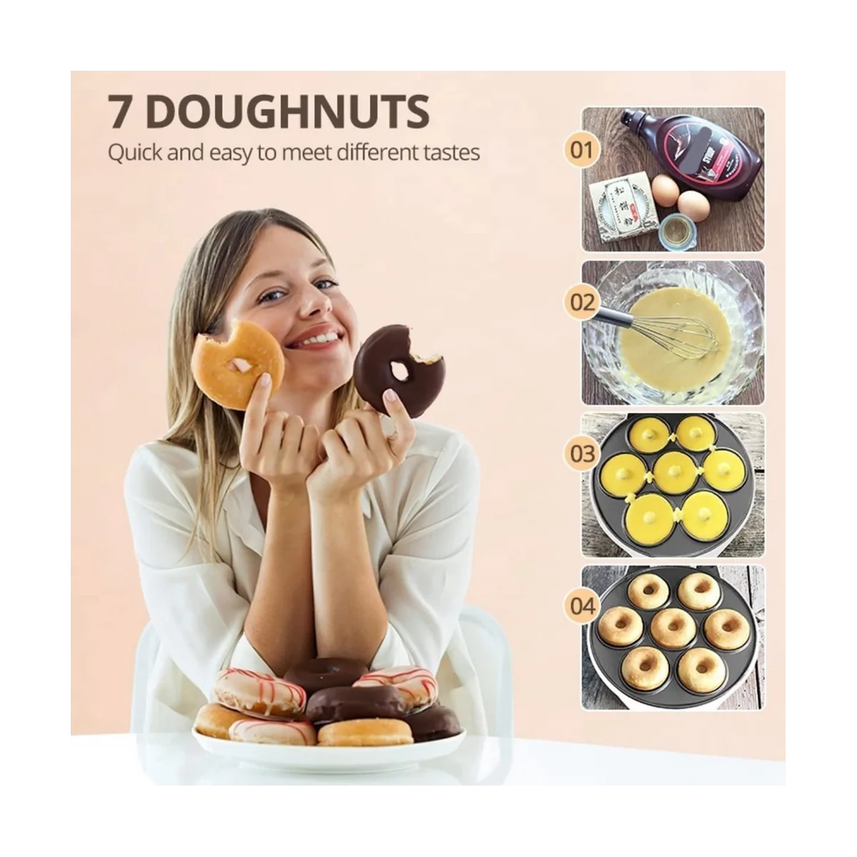 Mini Donuts Machine 110V Donut Maker Machine DIY Thuisgebruik Mini Maker Zwart US Plug-ABLM