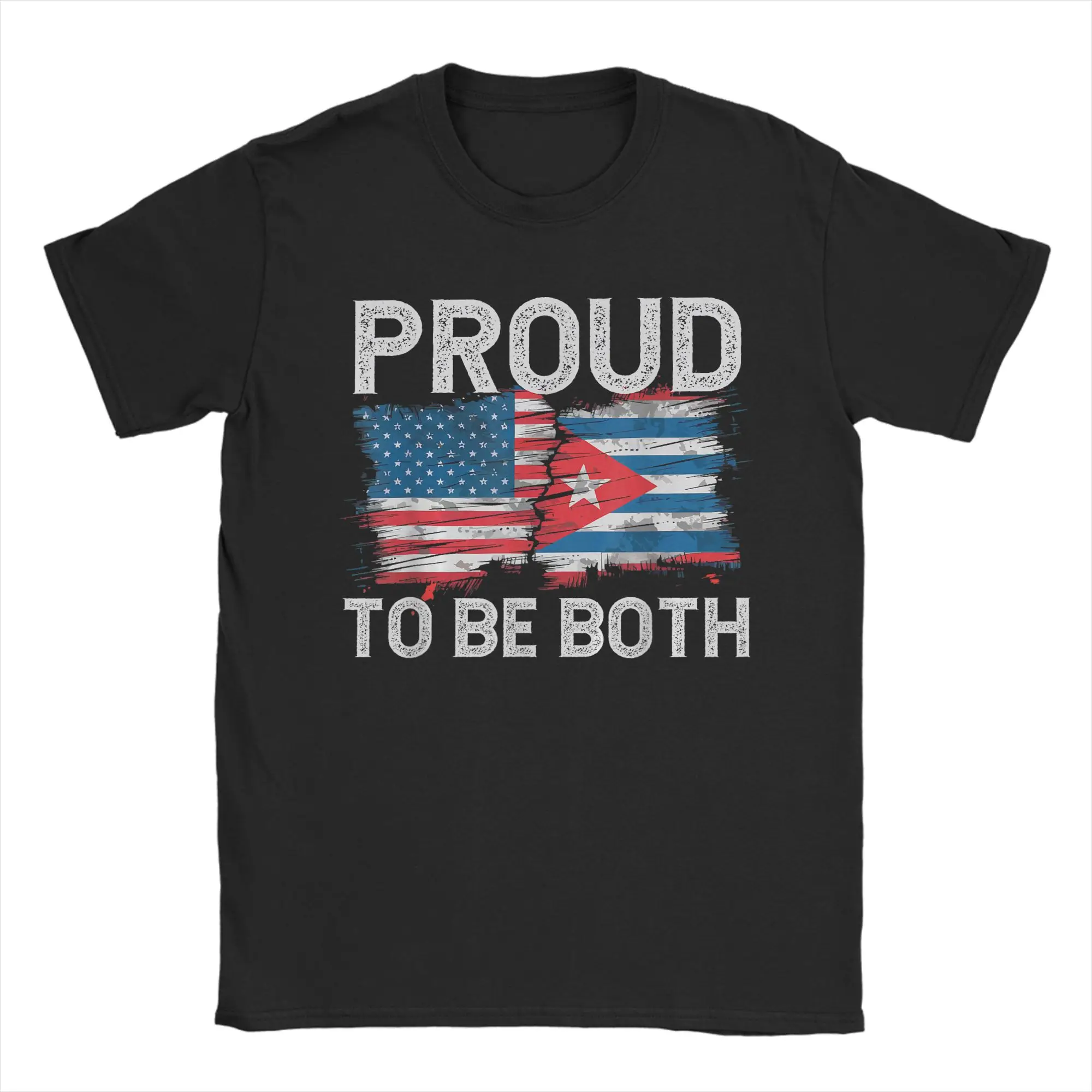 Half Cuban Half American USA Flag Cuba America T-Shirts for Men Women  Hipster Cotton Tees Crew Neck T Shirts Party Clothes