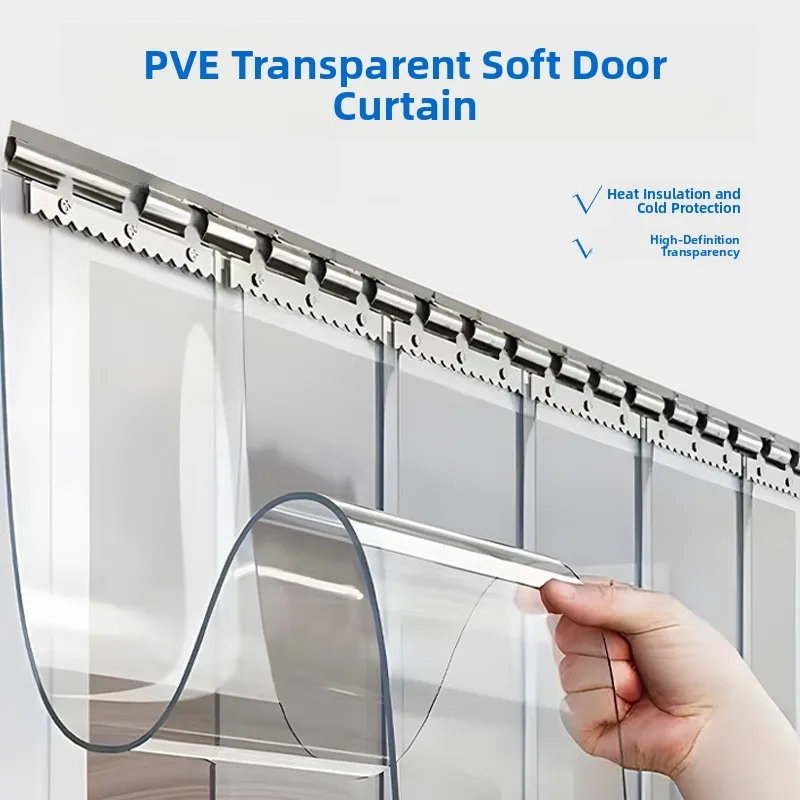 Transparent Plastic Door Curtain Thermal Air Conditioner Partition Curtain Commercial PVC Home Use Warmth Retention Door Drape
