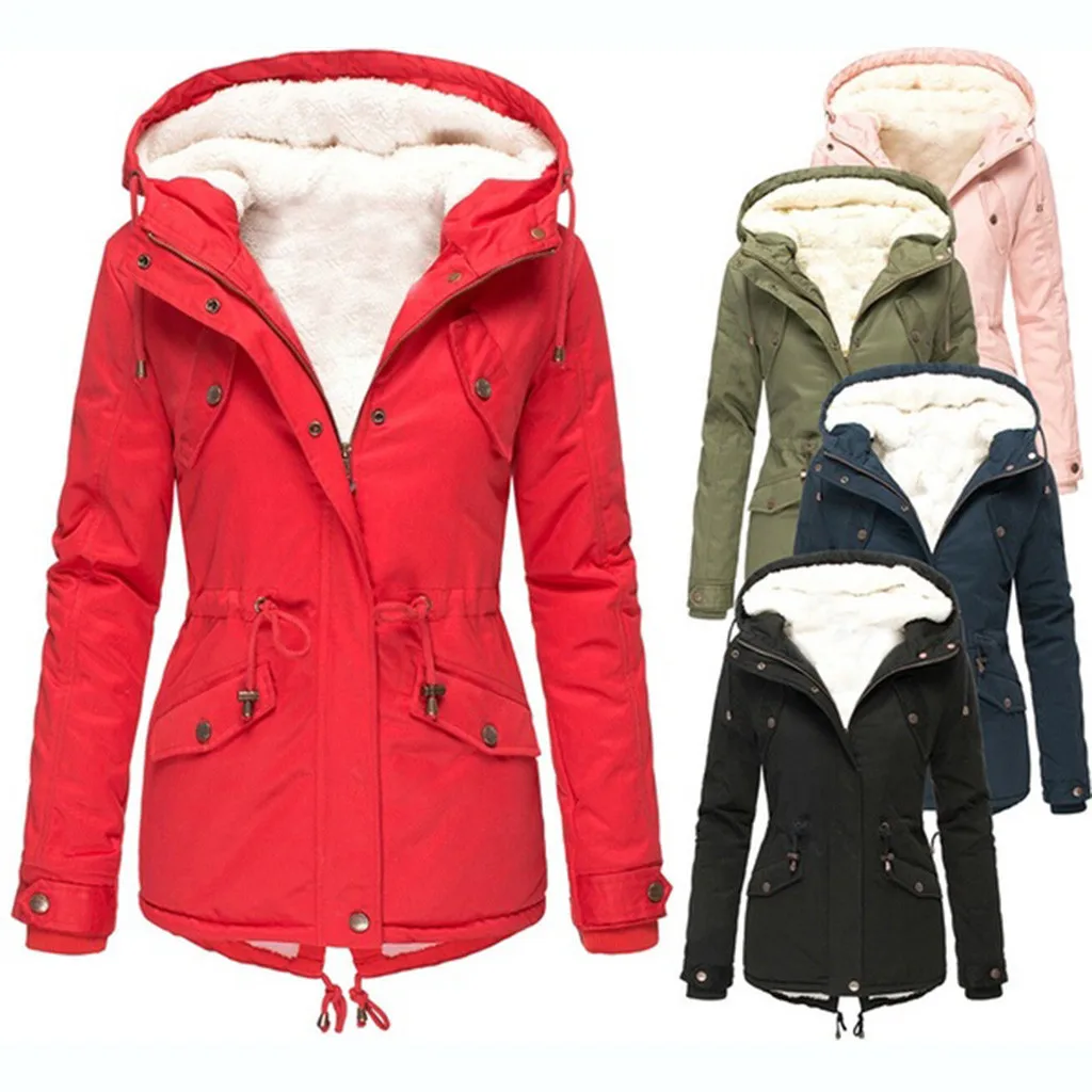 2025 New Multi Colored Hooded Women's Jacket with Waist Cinched Warm and Insulated Thickened Cotton Jacket