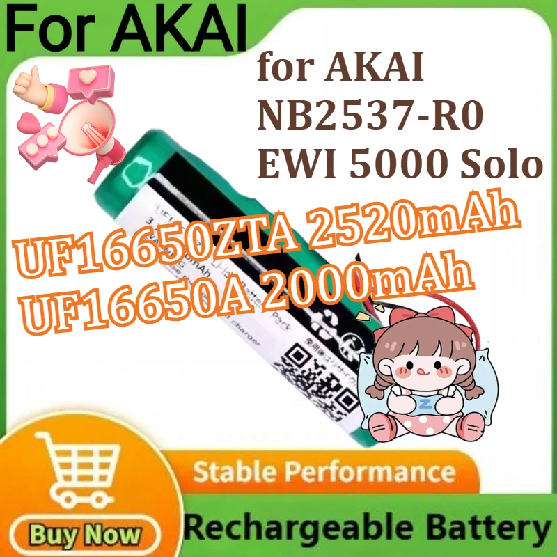 

UF16650ZTA/UF16650A Replacement Battery for AKAI NB2537-R0 EWI 5000 Solo Rechargeable Battery 3.7V 2000mAh/2520mAh
