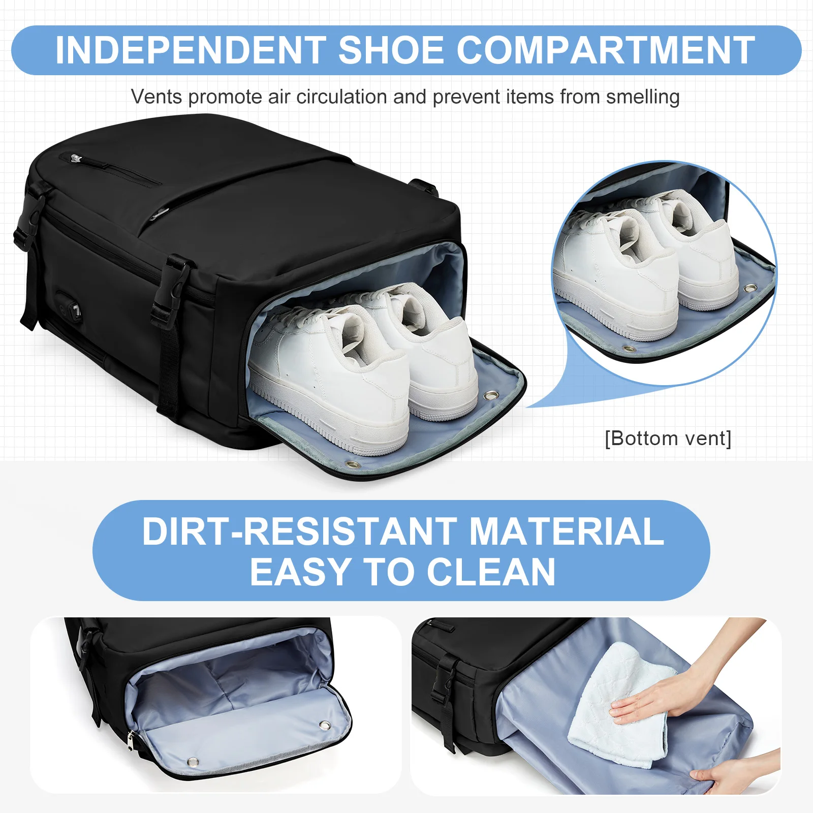 Ryanair 40x30x20 حقيبة السفر الرجال المقصورة على ظهره ، حقائب اليد 15.6 "كمبيوتر محمول حقيبة سفر حقيبة التخزين كلية الترفيه المدرسية #4