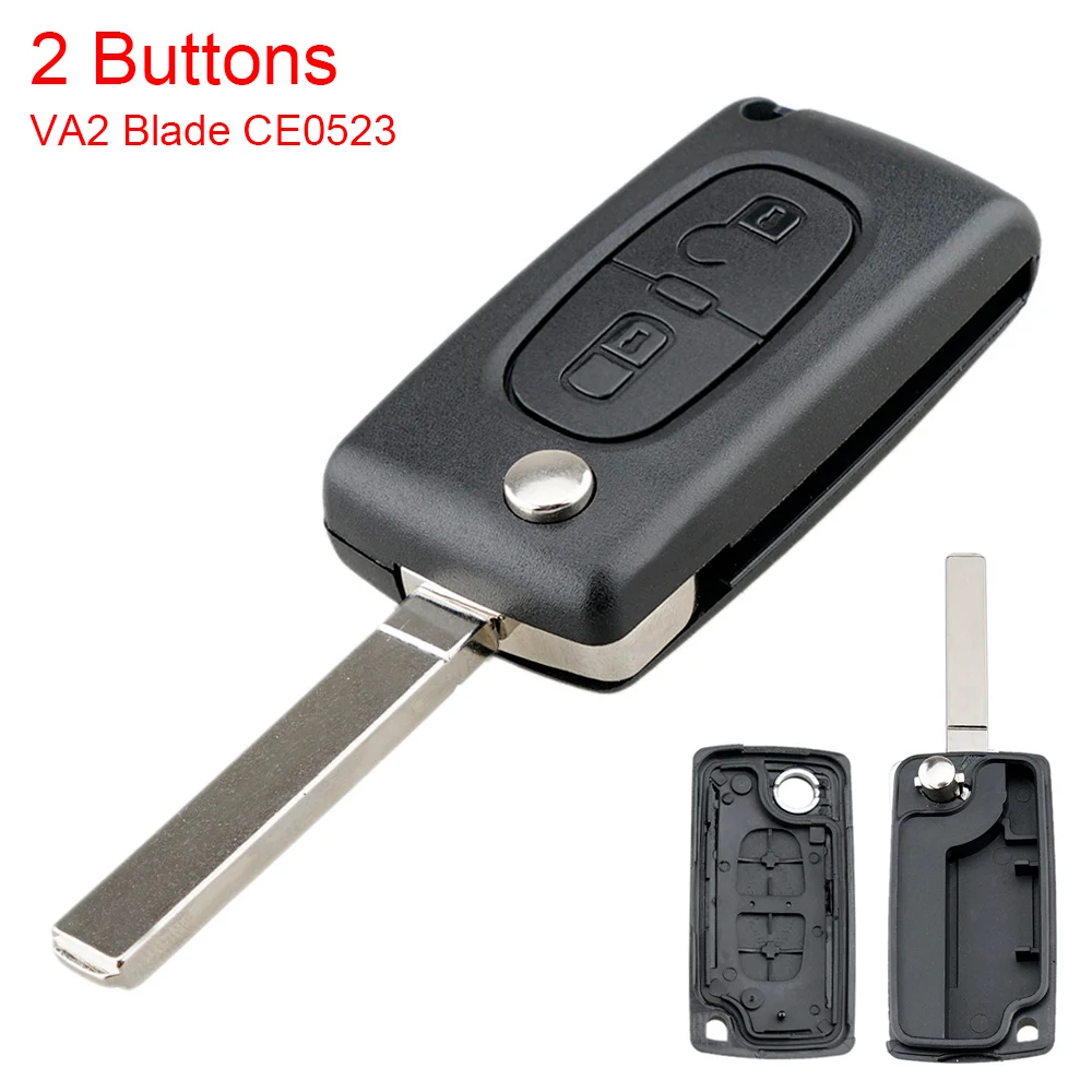 

2 Buttons Entry Replacement Flip Folding Car Key Shell Case Fit for Citroen C2 C3 C4 C5 C6 with Uncut Car Flip Key