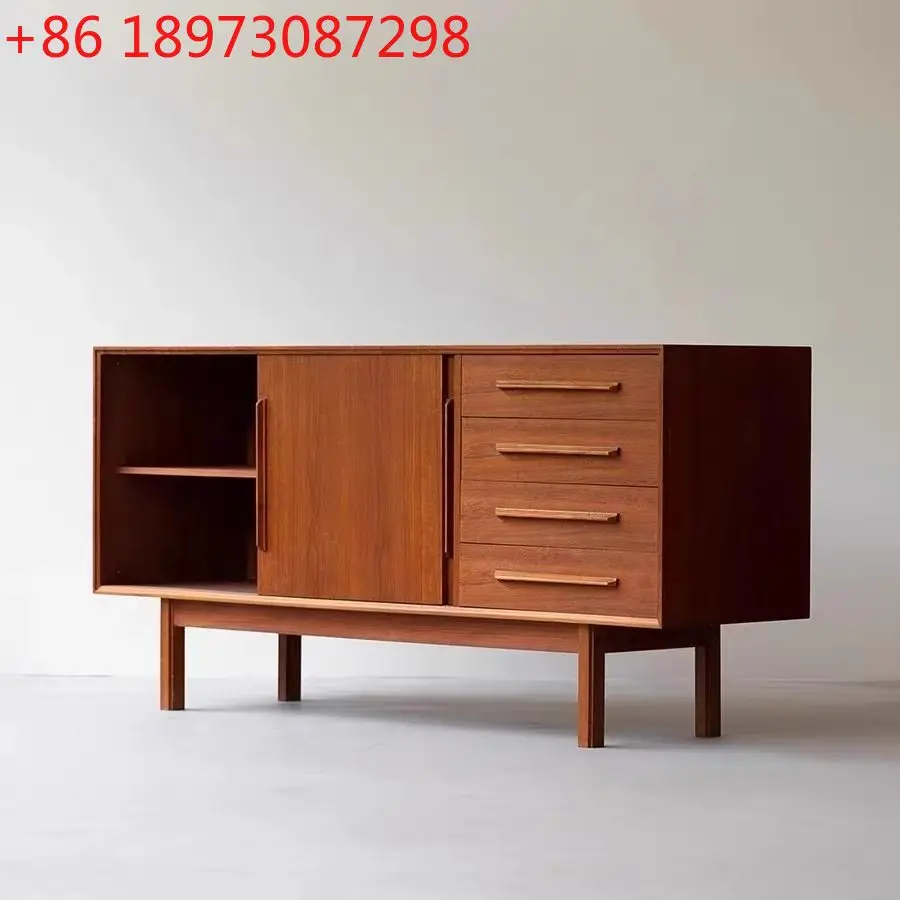 

Japanese medieval solid wood living room multi-layer Nordic dining side retro storage cabinet