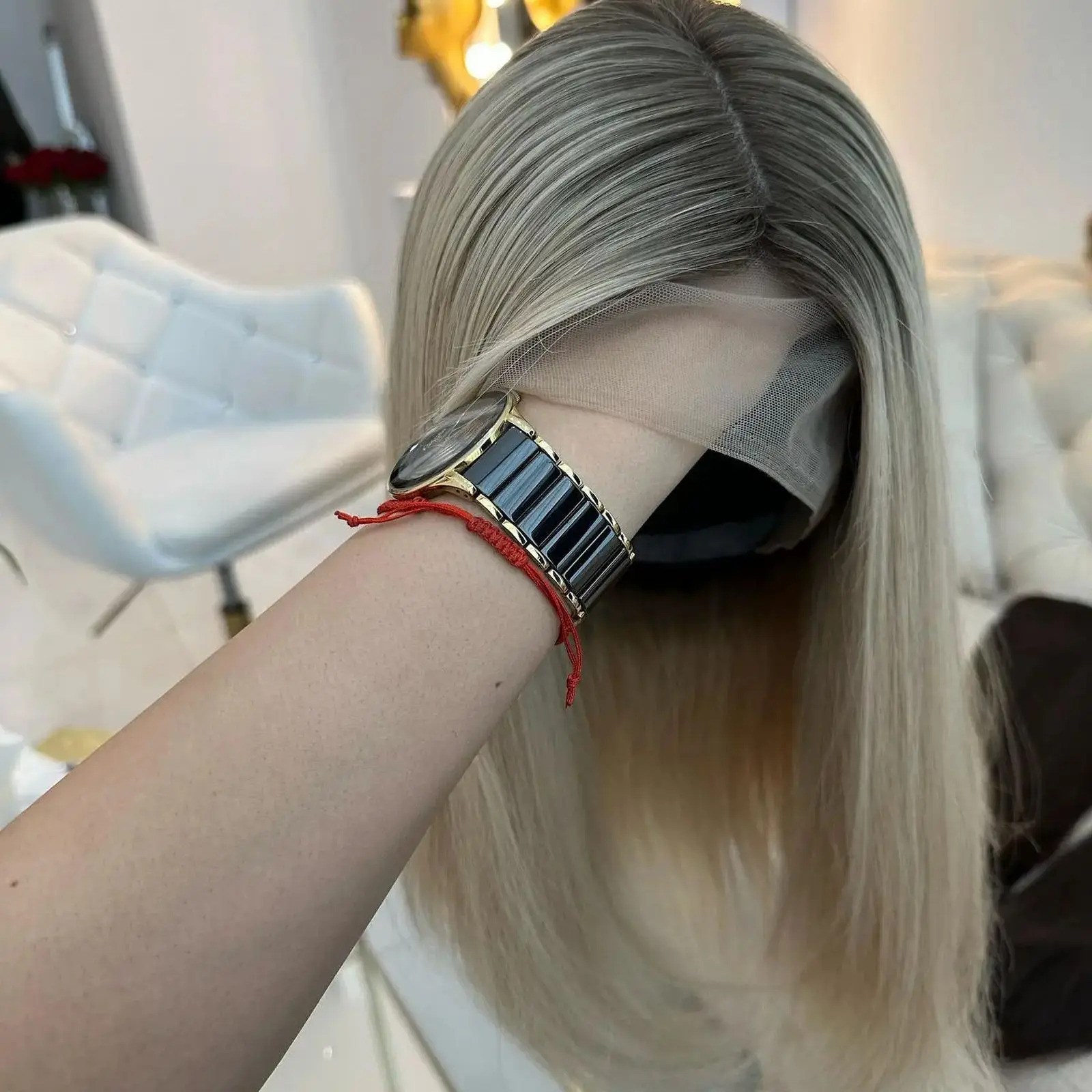 بوب أومبير أشقر فاتح الاصطناعية الدانتيل أعلى الباروكات المصنع الأصلي الباروكات رخيصة على التخليص بيع الطبيعية مستقيم لينة قسط الألياف #1