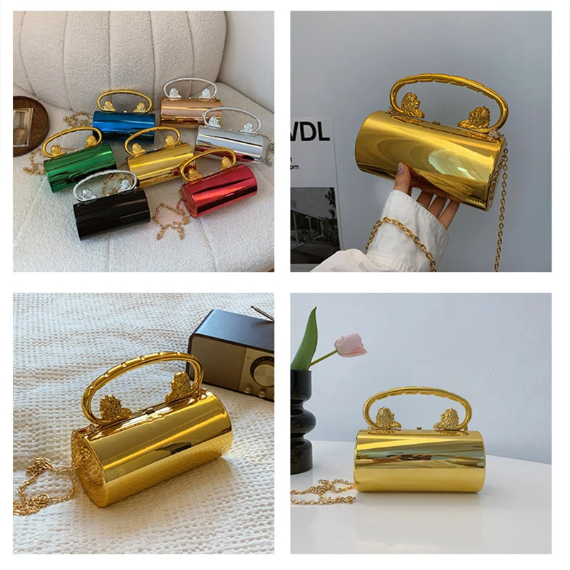 Luxury Gold Handle Lion Head Bag New Green Chain Bucket Mobile Phone Bag High Quality Brand Designer Lady Banquet Crossbody Bag