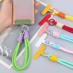 Two-tone Braided Lanyard Keychain With Gasket Women Anti Lost Knot Rope Strap Car Key Chains Diy Accessories Fashion Keyring