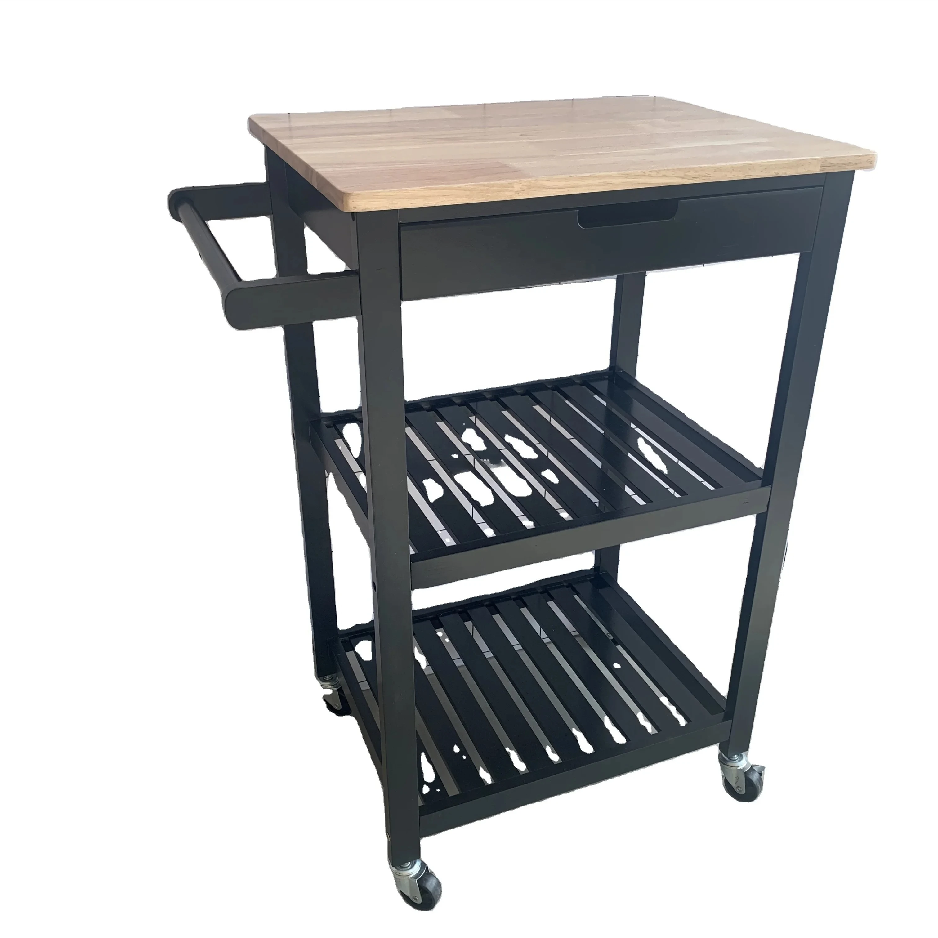 

Modern Wooden 2-Tiers PVC Top Kitchen Trolley