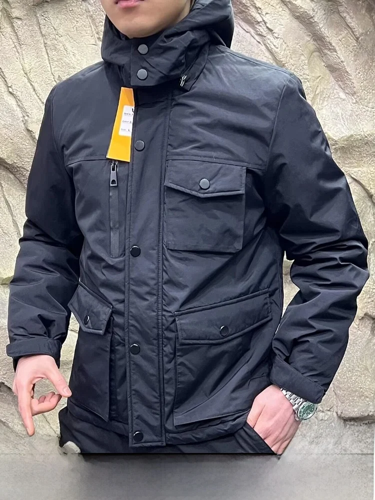 

Устойчивая к разрыву хлопковая парка для мужчин, уличная повседневная рабочая одежда, ветрозащитная водонепроницаемая осенне-зимняя куртка с капюшоном и подставкой