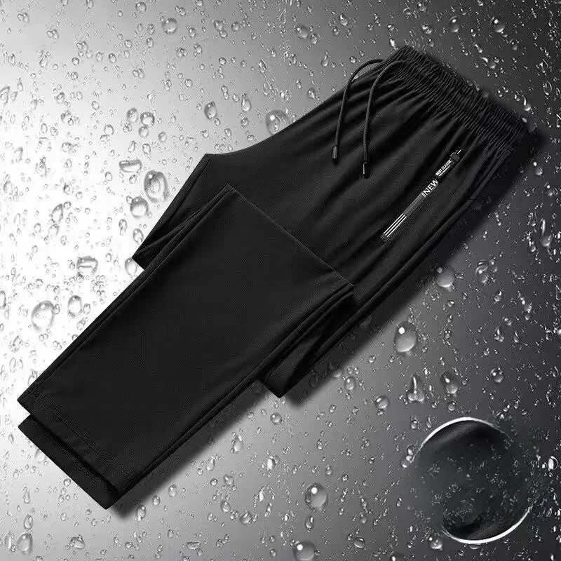 

Ice Silk Men's Summer Lightweight Cool Feeling Casual Pants Versatile Simple Air Conditioning Faion Trend Straight Leg Trou...