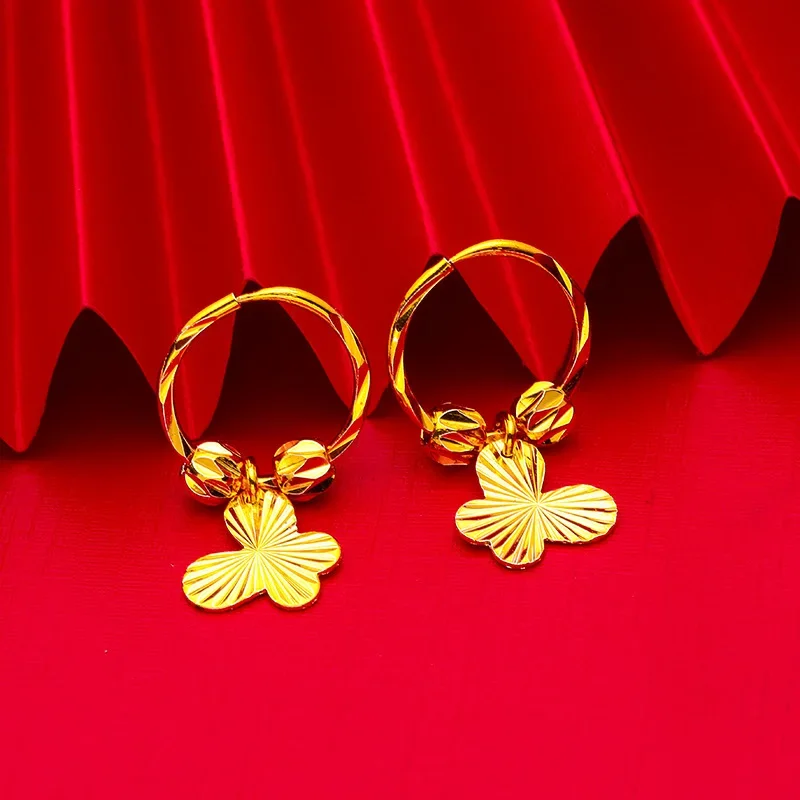 

Genuine 18K Gold Drop Earrings Simple Butterfly Earrings for Women Flower Tassel Earrings Fine Jewelry 2023 Gifts